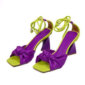 Sandália Feminina Salto Torcido 182137 Napa Roxa e... - DROPSHIPPING GRIFFE SHOES - SOMENTE CLIENTES AUTORIZADOS