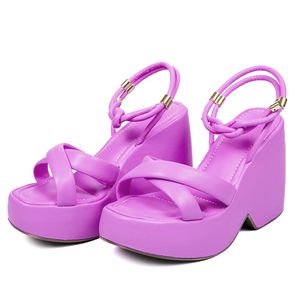 Sandália Feminina Anabela Com Tiras 182153 Napa Li... - DROPSHIPPING GRIFFE SHOES - SOMENTE CLIENTES AUTORIZADOS