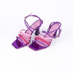 Sandália Feminina Salto Taça 182157 Cristal Roxo e... - DROPSHIPPING GRIFFE SHOES - SOMENTE CLIENTES AUTORIZADOS
