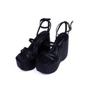Sandália Feminina Anabela Com Tiras 182158 Napa Pr... - DROPSHIPPING GRIFFE SHOES - SOMENTE CLIENTES AUTORIZADOS