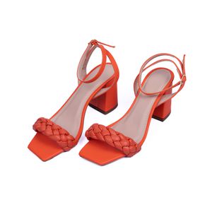 Sandália Feminina Salto Grosso Trançada 182164 Nap... - DROPSHIPPING GRIFFE SHOES - SOMENTE CLIENTES AUTORIZADOS