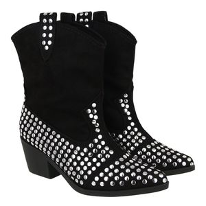 Bota Feminina Texana Salto Baixo Com Spikes 23040 ... - DROPSHIPPING GRIFFE SHOES - SOMENTE CLIENTES AUTORIZADOS