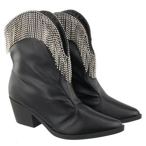 Bota Feminina Western Cano Curto Com Strass 23041n... - DROPSHIPPING GRIFFE SHOES - SOMENTE CLIENTES AUTORIZADOS