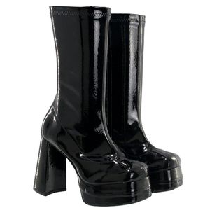 Bota Feminina Meia Pata Salto Grosso 23060 Stretch... - DROPSHIPPING GRIFFE SHOES - SOMENTE CLIENTES AUTORIZADOS