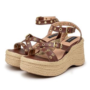 Sandália Anabela Santorine Cacau 9101 - 9101CACAU - DROPSHIPPING GRIFFE SHOES - SOMENTE CLIENTES AUTORIZADOS