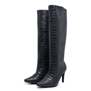 Bota Feminina Salto Fino Cano Alto 1715 Craquelê P... - DROPSHIPPING GRIFFE SHOES - SOMENTE CLIENTES AUTORIZADOS