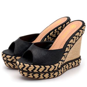 Tamanco Feminino Anabela Com Sisal 4051 Napa Cinti... - DROPSHIPPING GRIFFE SHOES - SOMENTE CLIENTES AUTORIZADOS