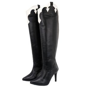 Bota Feminina Cano Alto 17100 Napa Preta Com Detal... - DROPSHIPPING GRIFFE SHOES - SOMENTE CLIENTES AUTORIZADOS