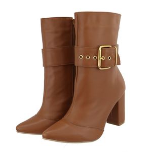 Bota Feminina Cano Médio 1836 Salto Grosso Caramel... - DROPSHIPPING GRIFFE SHOES - SOMENTE CLIENTES AUTORIZADOS