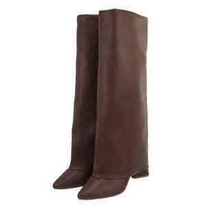 Bota Capa Em Napa Salto Geométrico 23017 Napa Café... - DROPSHIPPING GRIFFE SHOES - SOMENTE CLIENTES AUTORIZADOS