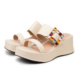Tamanco Ref 5200 Anabela Fivela Trabalhada Colorid... - DROPSHIPPING GRIFFE SHOES - SOMENTE CLIENTES AUTORIZADOS