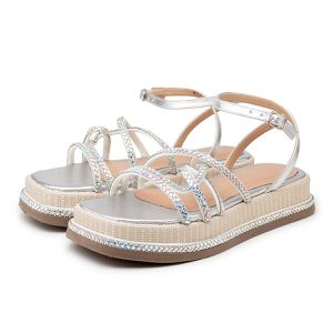 Sandália Feminina Papete Flatform Prata Strass 234... - DROPSHIPPING GRIFFE SHOES - SOMENTE CLIENTES AUTORIZADOS