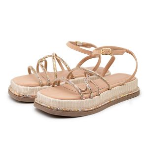 Sandália Feminina Papete Flatform Nude Strass 2341... - DROPSHIPPING GRIFFE SHOES - SOMENTE CLIENTES AUTORIZADOS