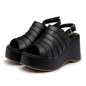 Sandália Anabela Salto Em Napa Preta 9200 - 9200NA... - DROPSHIPPING GRIFFE SHOES - SOMENTE CLIENTES AUTORIZADOS