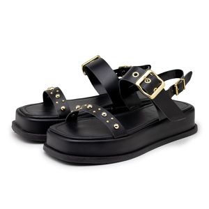 Sandália Feminina Flatform Papete Tiras Fivela Pre... - DROPSHIPPING GRIFFE SHOES - SOMENTE CLIENTES AUTORIZADOS