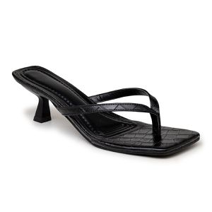 Tamanco De Dedo Salto Baixo Ref 5410 Croco Preto -... - DROPSHIPPING GRIFFE SHOES - SOMENTE CLIENTES AUTORIZADOS