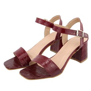 Sandalia Croco Marsala Salto Bloco 80020 - 80020 - DROPSHIPPING GRIFFE SHOES - SOMENTE CLIENTES AUTORIZADOS
