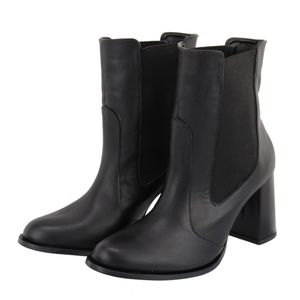 Bota Chelsea Cano Baixo Salto Grosso Elástico Late... - DROPSHIPPING GRIFFE SHOES - SOMENTE CLIENTES AUTORIZADOS