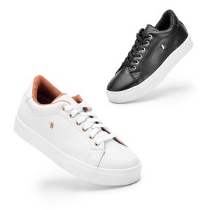 Kit 2 Tenis Feminino Casual Original Madchen Branco + Preto