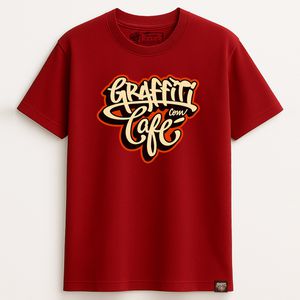 Camiseta Graffiti com Café - Vermelha