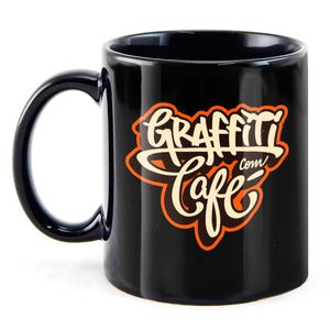 Caneca Graffiti com Café - Porcelana Preta