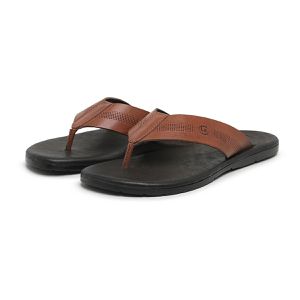 Sandália Chinelo Masculina Marrom Canela Conforto em Couro Básica - Igo Franca | Especialista em Calçados Sociais e Conforto