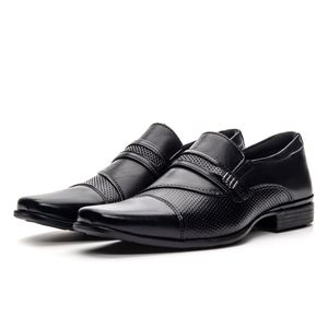 Sapato Masculino Couro Legitimo Social Bico Fino Quadrado Preto - Igo Franca | Especialista em Calçados Sociais e Conforto