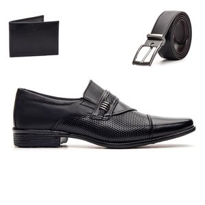 Kit Sapato Social Preto Bico Fino Masculino Couro Natural + Cinto e Carteira Em ... - Igo Franca | Especialista em Calçados Sociais e Conforto