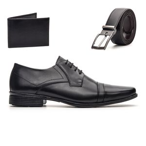 Kit Sapato Cadarço Bico Fino Masculino Social Couro Natural + Cinto e Carteira E... - Igo Franca | Especialista em Calçados Sociais e Conforto