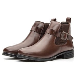 Bota Feminina Chelsea em Couro Látego Confortável Marrom - Igo Franca | Especialista em Calçados Sociais e Conforto