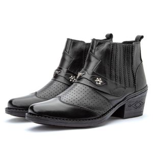 Bota Masculina Country Texana em Couro - Preta - Igo Franca | Especialista em Calçados Sociais e Conforto