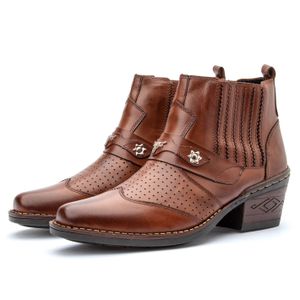 Bota Masculina Country Texana em Couro - Whisky - Igo Franca | Especialista em Calçados Sociais e Conforto