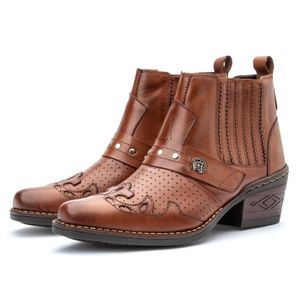 Bota Masculina Country Texana em Couro - Whisky - Igo Franca | Especialista em Calçados Sociais e Conforto