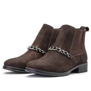 Bota Feminina em Couro Nobuck Café - Igo Franca | Especialista em Calçados Sociais e Conforto