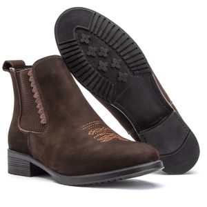 Bota Feminina Chelsea em Couro Nobuck Confortável Marrom Fosco - Igo Franca | Especialista em Calçados Sociais e Conforto