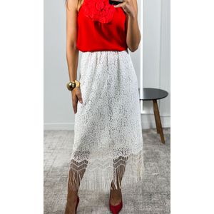 Blusa Frente Única com Maxi Flor na Gola - Vermelho