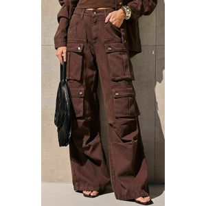 Calça Jeans Cargo Utility - Marrom