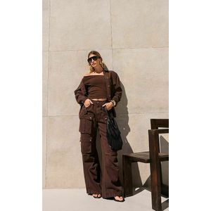 Calça Jeans Cargo Utility - Marrom