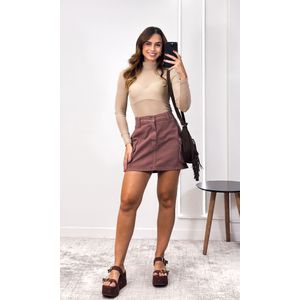 Saia Jeans Cargo Grace - Marrom
