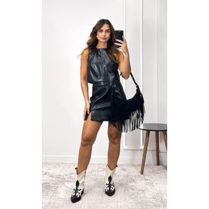 Blusa Cavada Courino - Preto