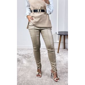 Calça Skinny Resinada - Bege