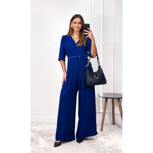 Macacão Pantalona com Manga - Azul Escuro
