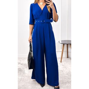 Macacão Pantalona com Manga - Azul Escuro