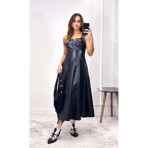 Vestido Godê Courino Keyla - Preto