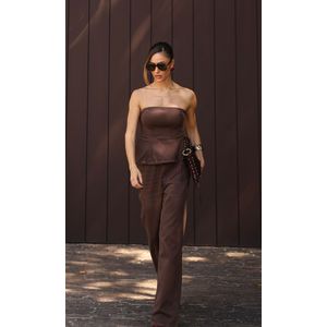 Calça Jeans Wide Leg Essentials - Marrom