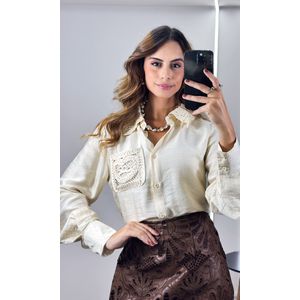 Saia Curta Courino Floral - Marrom