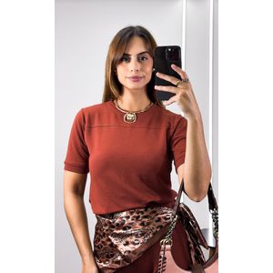 Conjunto Malha Blusa e Calça - Terracota