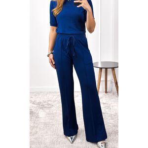 Conjunto Malha Blusa e Calça - Azul Escuro