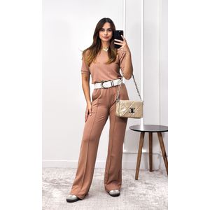Conjunto Malha Blusa e Calça - Chocolate
