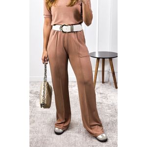 Conjunto Malha Blusa e Calça - Chocolate